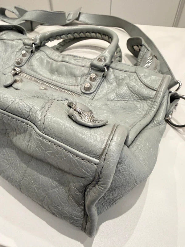 Balenciaga grey city leather handbag.