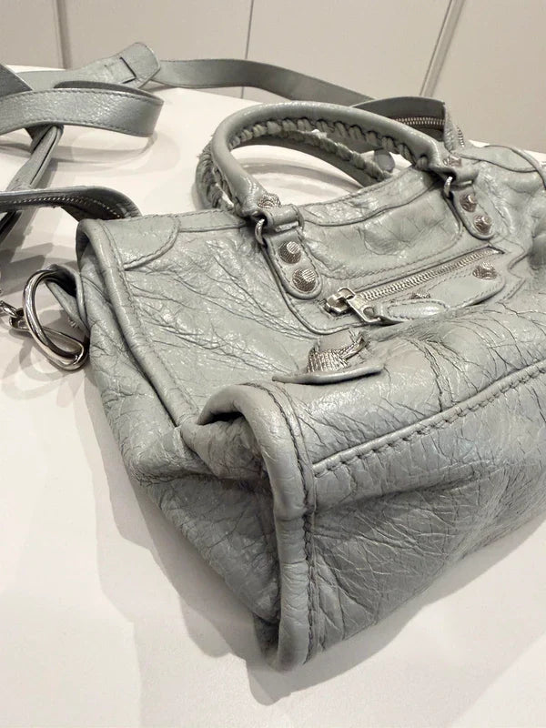 Balenciaga grey city leather handbag.
