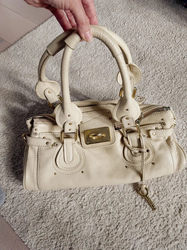 Genuine Chloe Paddington Leather Handbag - Cream