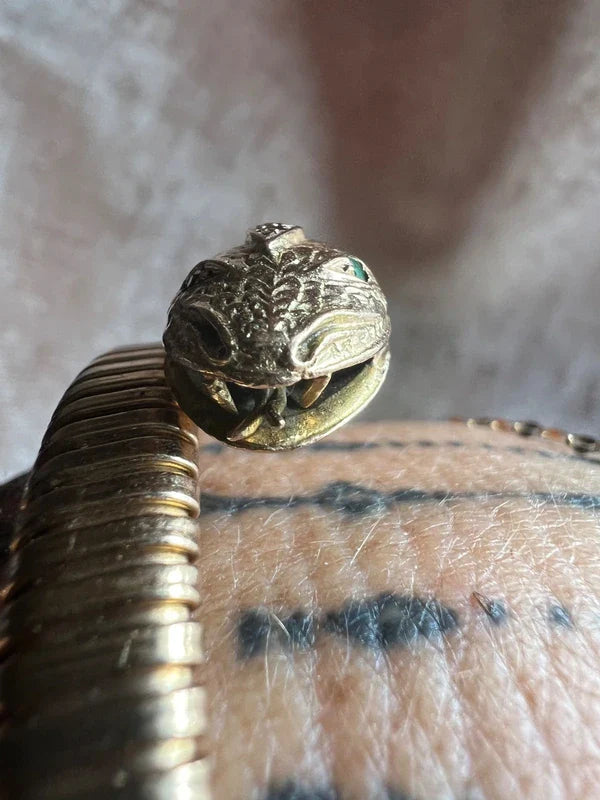 9ct gold hissing snake serpent statement wrap bracelet