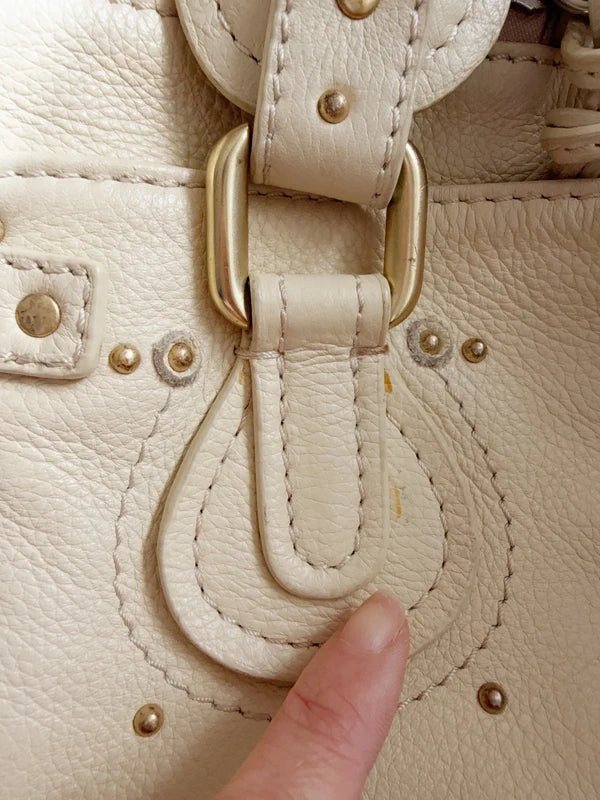 Genuine Chloe Paddington Leather Handbag - Cream