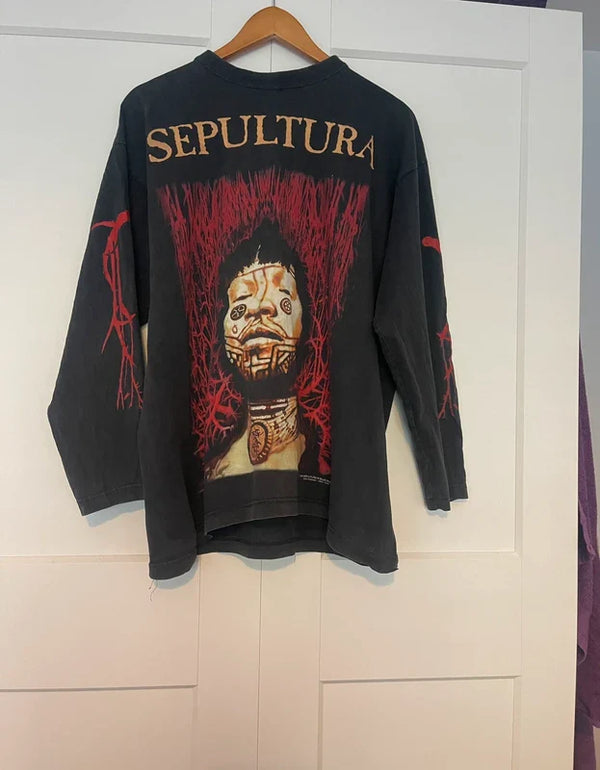 96 vintage Sepultura Roots long sleeve t shirt in XL